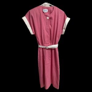 80’s Vintage Periwinkle Pink Belted Dress